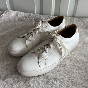 Banana republic white gold lace up leather sneakers